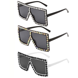 Mode oversize solbrille med diamanter